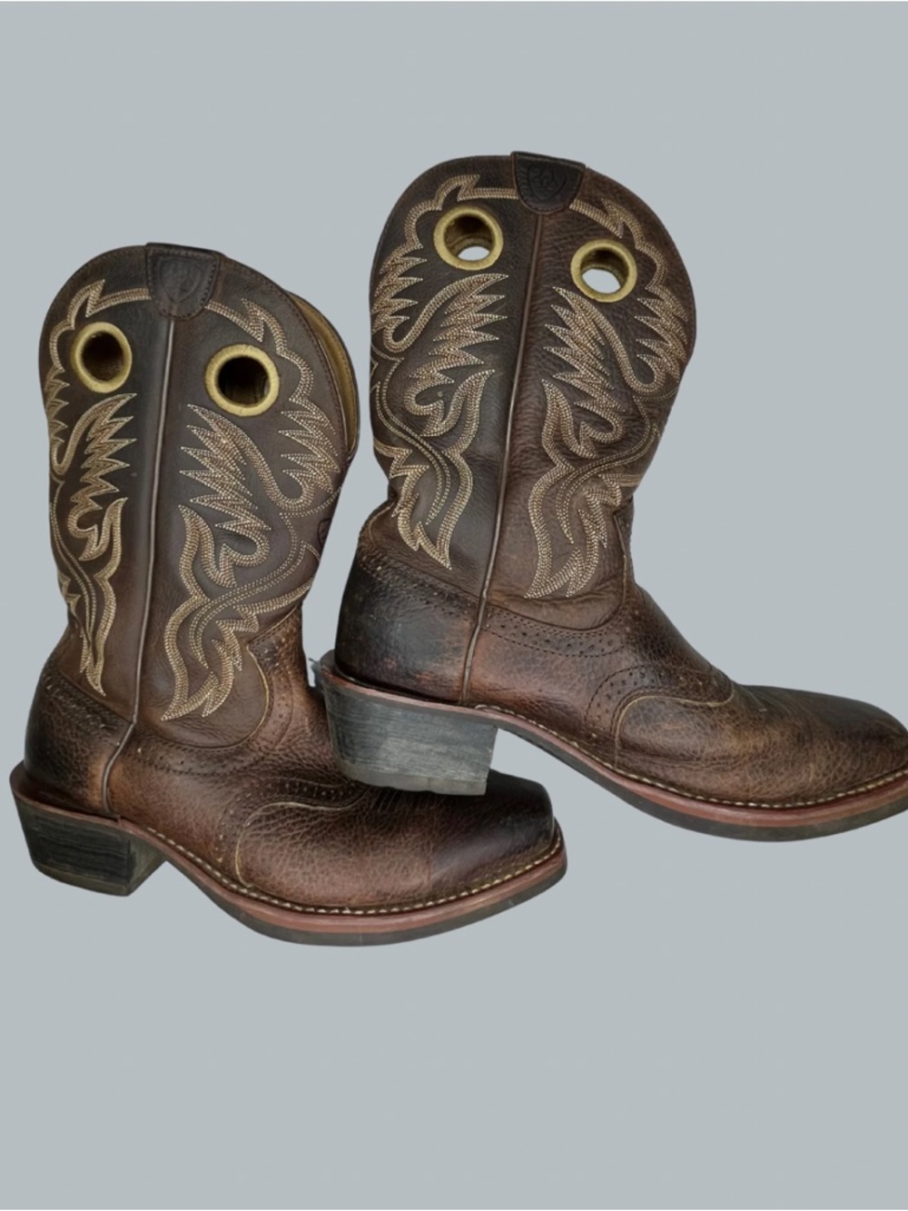 Ariat Men’s 10 EE Brown Distressed Leather Square Toe Cowboy Western Boots